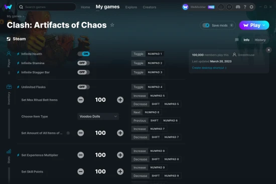 Clash: Artifacts of Chaos cheats screenshot