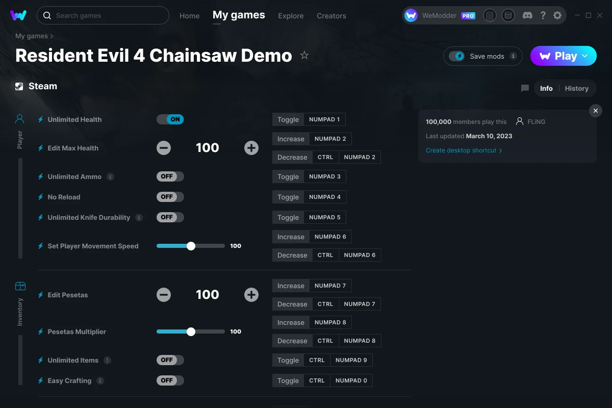 Resident Evil 4 Chainsaw Demo Trainer-FLiNG