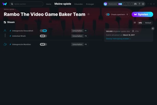 Rambo The Video Game Baker Team Cheats Screenshot