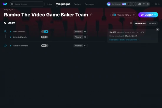 captura de pantalla de las trampas de Rambo The Video Game Baker Team