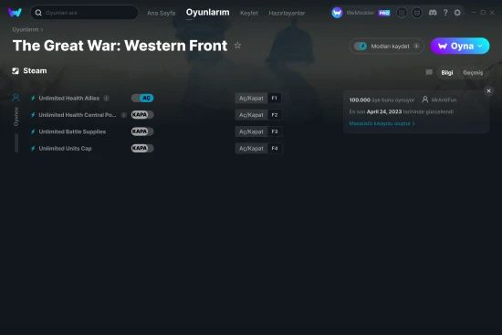 The Great War: Western Front hilelerin ekran görüntüsü