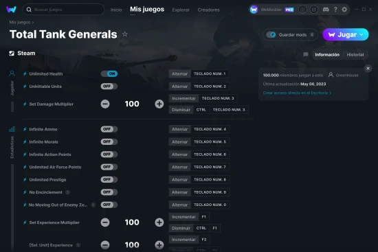 captura de pantalla de las trampas de Total Tank Generals