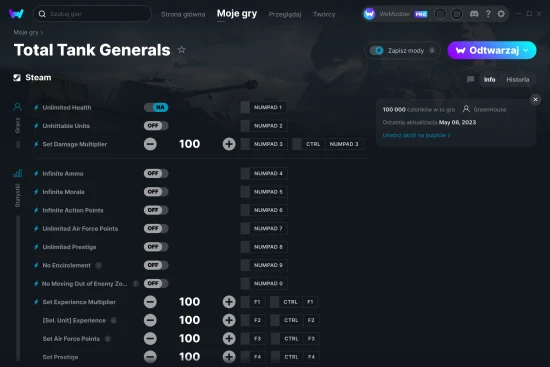 cheaty Total Tank Generals zrzut ekranu