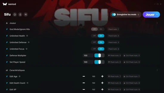 Capture d’écran des cheats pour Sifu