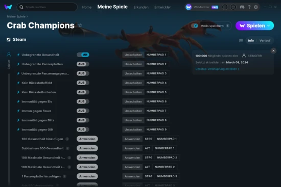 Crab Champions Cheats Screenshot