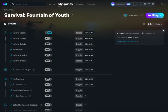 Survival: Fountain of Youth cheats screenshot