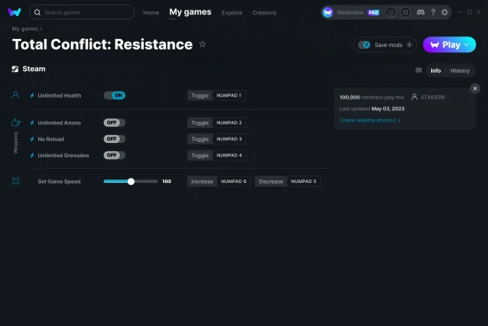 Total Conflict: Resistance cheats screenshot