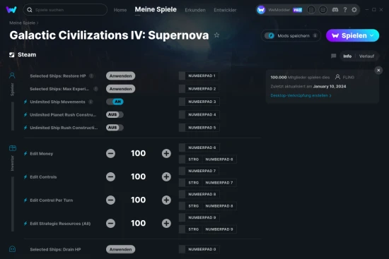 Galactic Civilizations IV: Supernova Cheats Screenshot
