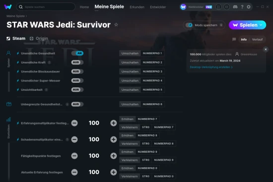 STAR WARS Jedi: Survivor Cheats Screenshot