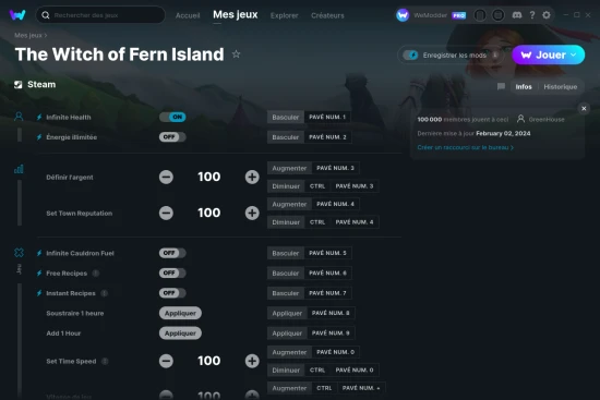 Capture d'écran de triches de The Witch of Fern Island