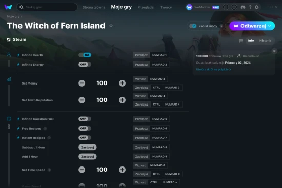 cheaty The Witch of Fern Island zrzut ekranu