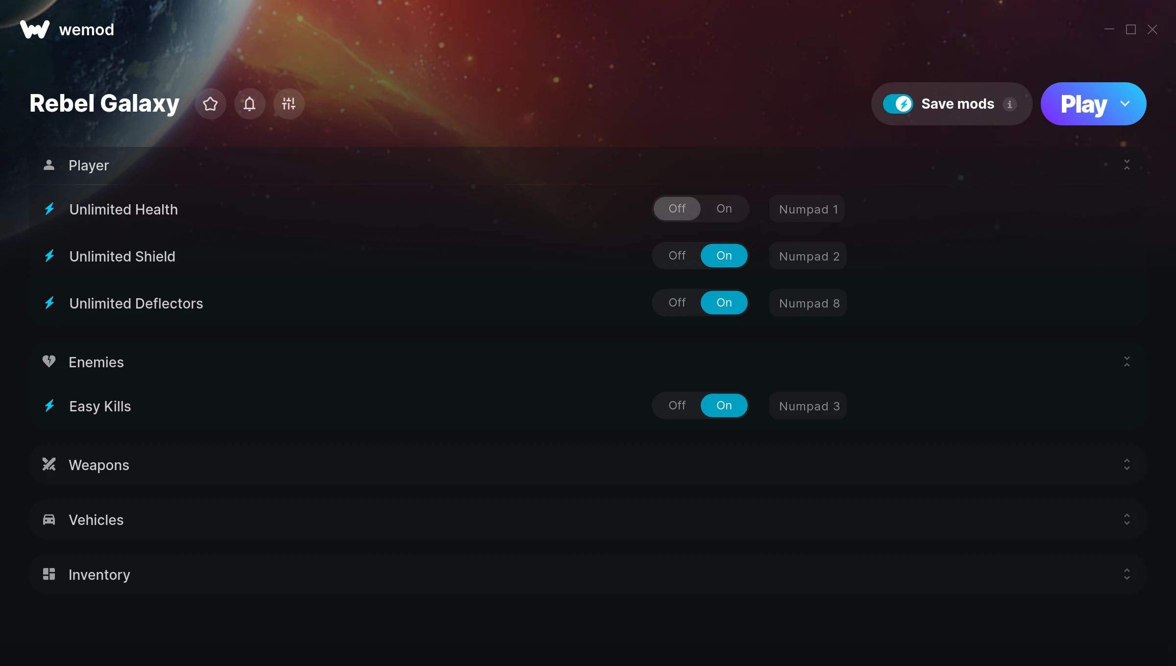 Rebel Galaxy Cheats & Trainers for PC WeMod