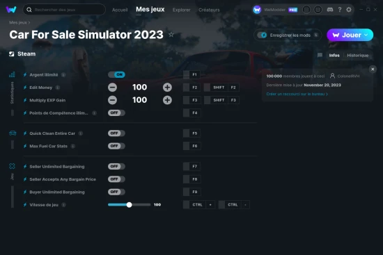 Capture d'écran de triches de Car For Sale Simulator 2023