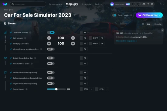 cheaty Car For Sale Simulator 2023 zrzut ekranu