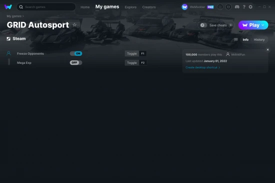 GRID Autosport cheats screenshot