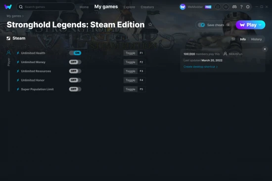 Stronghold Legends: Steam Edition cheats screenshot