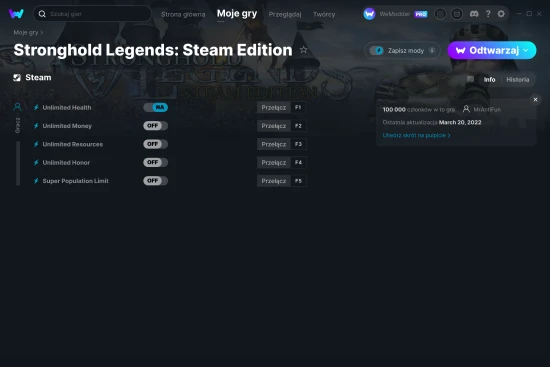 cheaty Stronghold Legends: Steam Edition zrzut ekranu