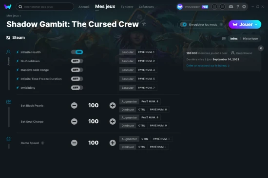 Capture d'écran de triches de Shadow Gambit: The Cursed Crew