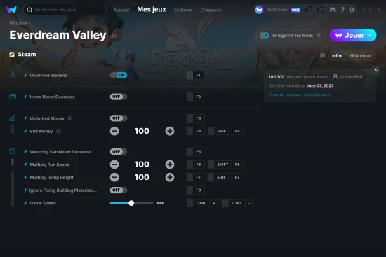 Capture d'écran de triches de Everdream Valley
