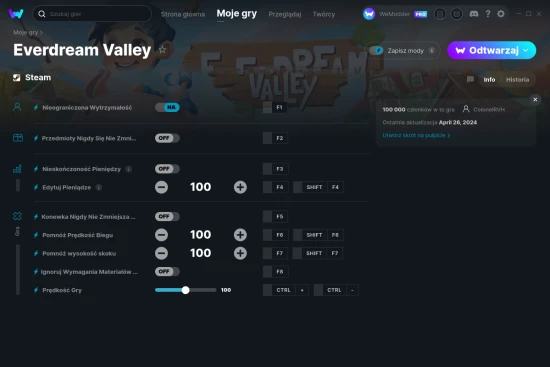 cheaty Everdream Valley zrzut ekranu