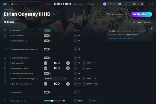 Etrian Odyssey III HD Cheats Screenshot