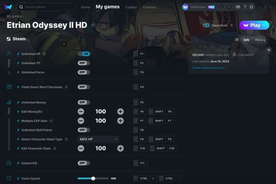 Etrian Odyssey II HD cheats screenshot