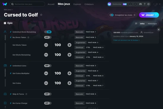 Capture d'écran de triches de Cursed to Golf