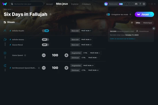 Capture d'écran de triches de Six Days in Fallujah