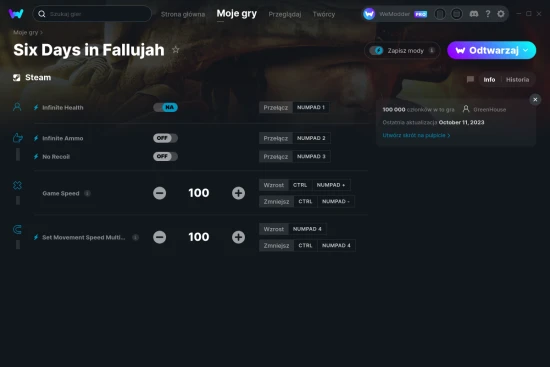cheaty Six Days in Fallujah zrzut ekranu
