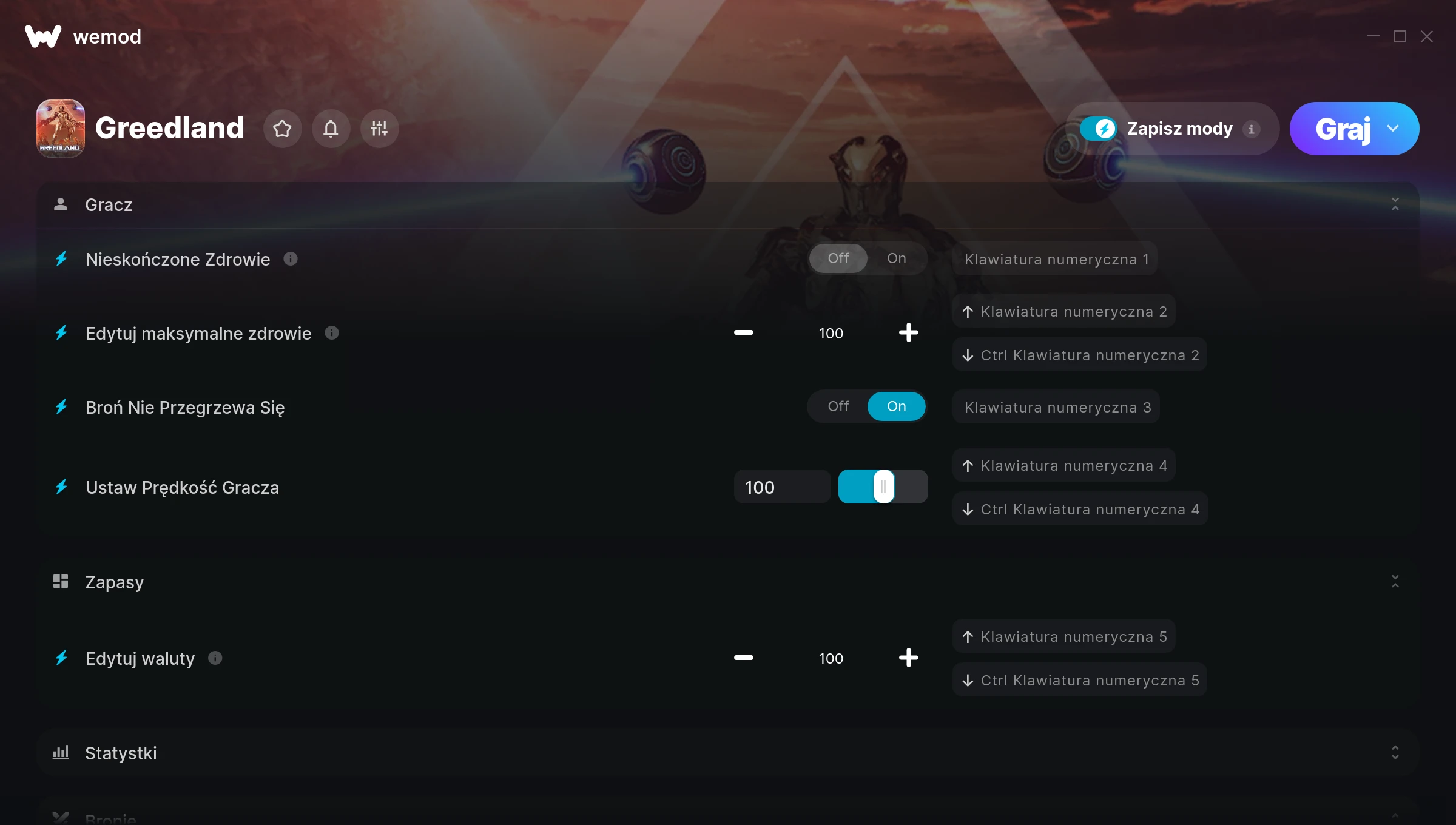 Cheaty do Greedland – zrzut ekranu