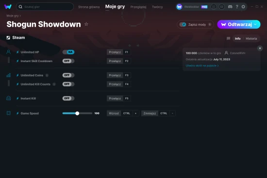cheaty Shogun Showdown zrzut ekranu