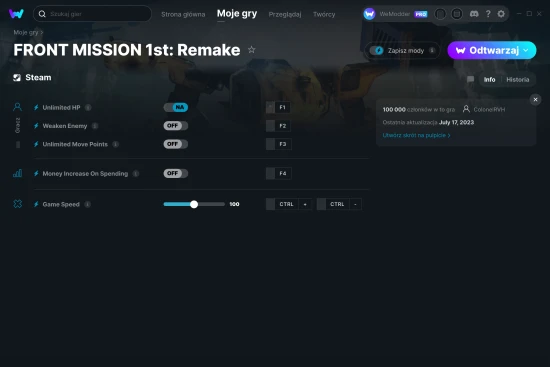 cheaty FRONT MISSION 1st: Remake zrzut ekranu