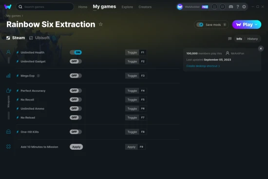 Rainbow Six Extraction cheats screenshot