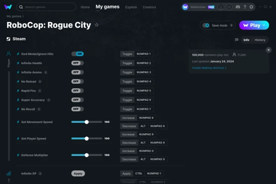 RoboCop: Rogue City cheats screenshot