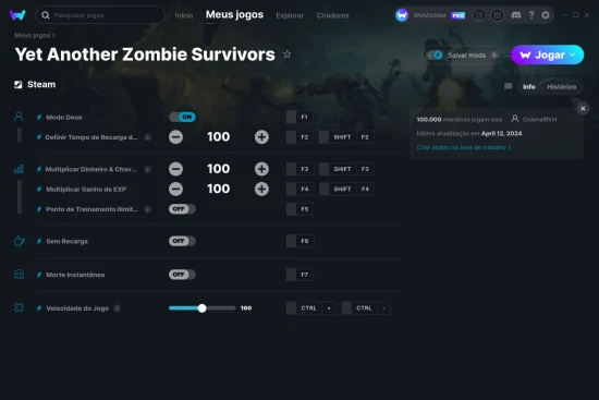Captura de tela de cheats do Yet Another Zombie Survivors