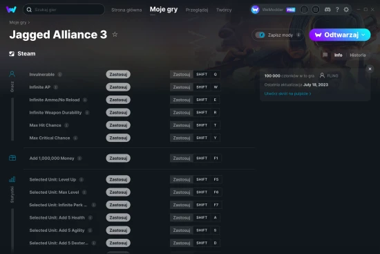 cheaty Jagged Alliance 3 zrzut ekranu