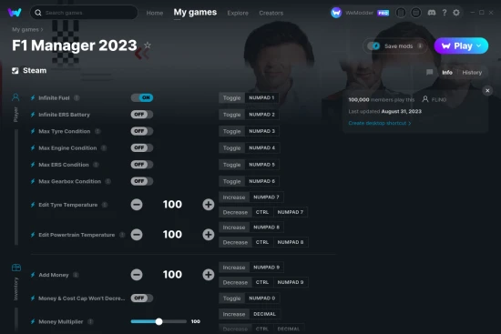 F1 Manager 2023 cheats screenshot