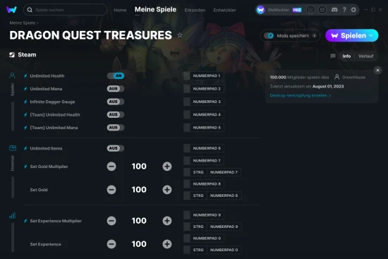 DRAGON QUEST TREASURES Cheats Screenshot