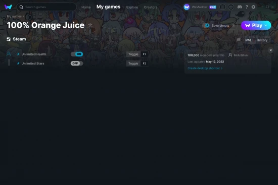 100% Orange Juice cheats screenshot