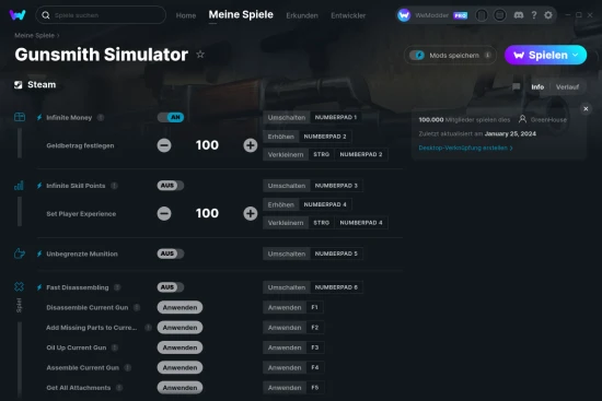 Gunsmith Simulator Cheats Screenshot