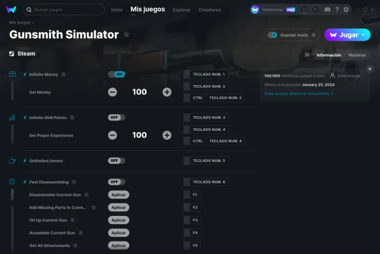 captura de pantalla de las trampas de Gunsmith Simulator