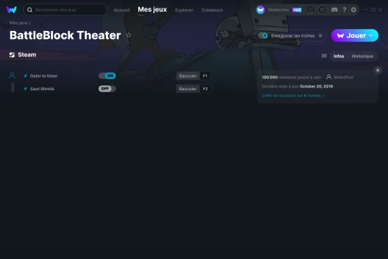 Capture d'écran de triches de BattleBlock Theater