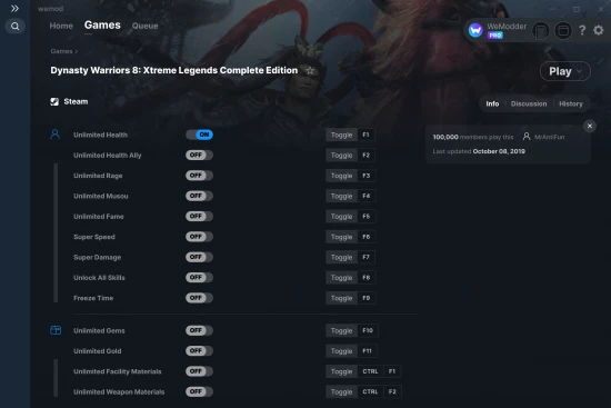 Dynasty Warriors 8: Xtreme Legends Complete Edition cheats screenshot