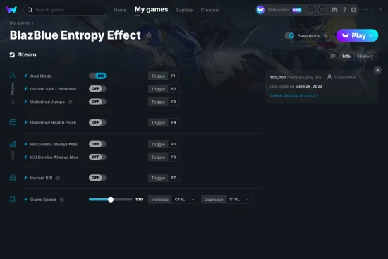 BlazBlue Entropy Effect cheats screenshot