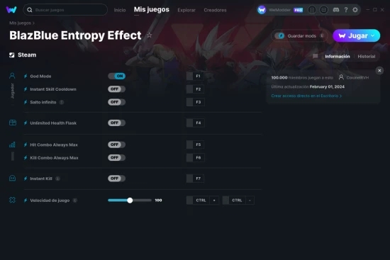 captura de pantalla de las trampas de BlazBlue Entropy Effect