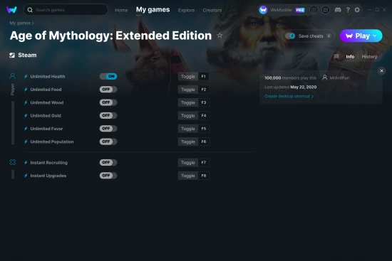 Age of Mythology: Extended Edition cheats screenshot