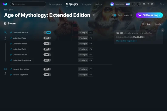 cheaty Age of Mythology: Extended Edition zrzut ekranu