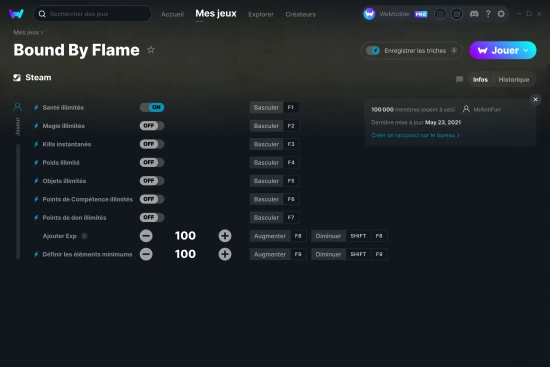 Capture d'écran de triches de Bound By Flame