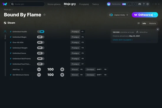 cheaty Bound By Flame zrzut ekranu