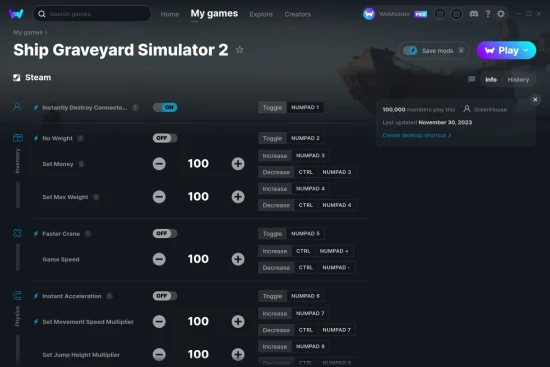 Ship Graveyard Simulator 2 cheats screenshot